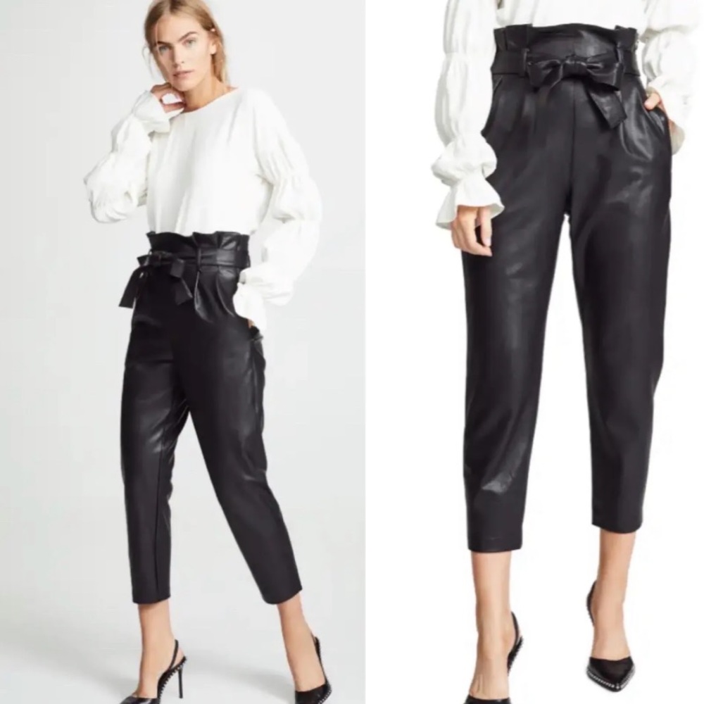 Amanda Uprichard Tessi Faux Leather Belted Pants Size XS